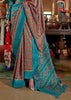 Blue And Brown Printed Patola Silk Saree