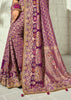 Wine Purple Embroidered Georgette Bandhej Saree