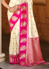 Off White & Pink Woven Banarasi SIlk Saree