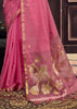 Carnation Pink Woven Cotton Silk Saree