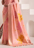 Peach Pink Woven Linen Silk Saree