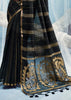 Black Woven Munga Cotton Saree