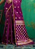 Plum Purple Woven Banarasi Satin Silk Saree