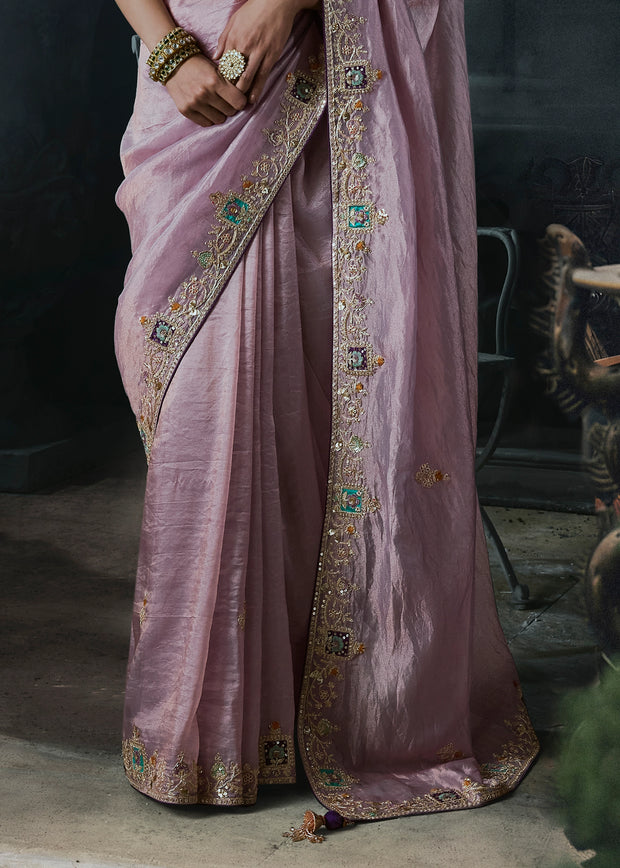 Persian Purple Embroidered Designer Saree