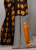 Orange Printed Satin Silk Saree
