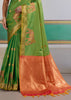 Summer Green Woven Silk Saree With Contrast Blouse