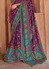 Sparkling Purple Printed Kashmiri Jamewar Saree