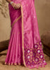 Carmine Pink Woven Cotton Silk Saree