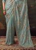 Dusk Blue Designer Tissue Silk Saree