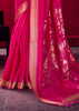 Fuchsia Pink Banarasi Satin Linen Silk Saree