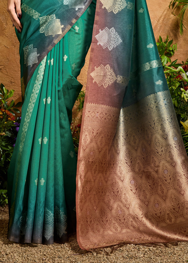 Arcadia Green Woven Banarasi Silk Saree