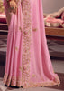 Blush Pink Embroidered Tissue Designer Saree