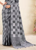 Slate Grey Woven Linen Silk Saree