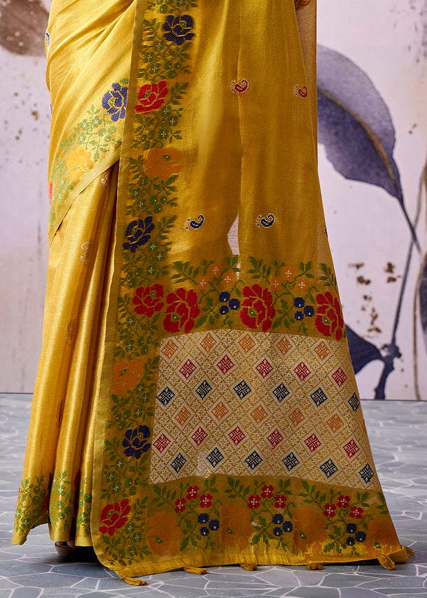 Spectra Yellow Woven Tissue Silk Saree
