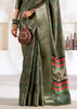 Saga Green Banarasi Printed Soft Silk Saree