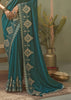 “Exclusive Offer” : Tropical Green Woven Embroidered Silk Saree