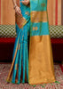 Blue Yellow Woven Banarasi Silk Saree