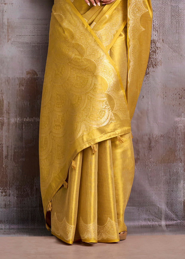 Golden Woven Tissue Silk Saree