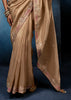 Almon Beige Embroidered Designer Tissue Saree