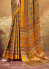 Golden Yellow Printed Satin Silk Saree