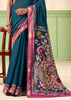 Coral Blue kalamkari Printed Cotton Silk Saree