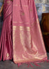 Mauve Pink Woven Banarasi Satin Silk Saree