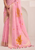 Blossom Pink Woven Linen Silk Saree