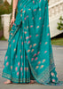 Teal Green Printed Cotton Silk Saree