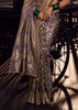 “Exclusive Offer” : Aster Purple Woven Banarasi Satin Silk Saree