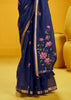 Indigo Blue Woven Munga Cotton Silk Saree