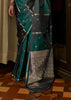 Hunter Green Rangkat Satin Silk Saree
