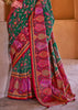 Hunter Green Printed Kashmiri Jamewar Saree