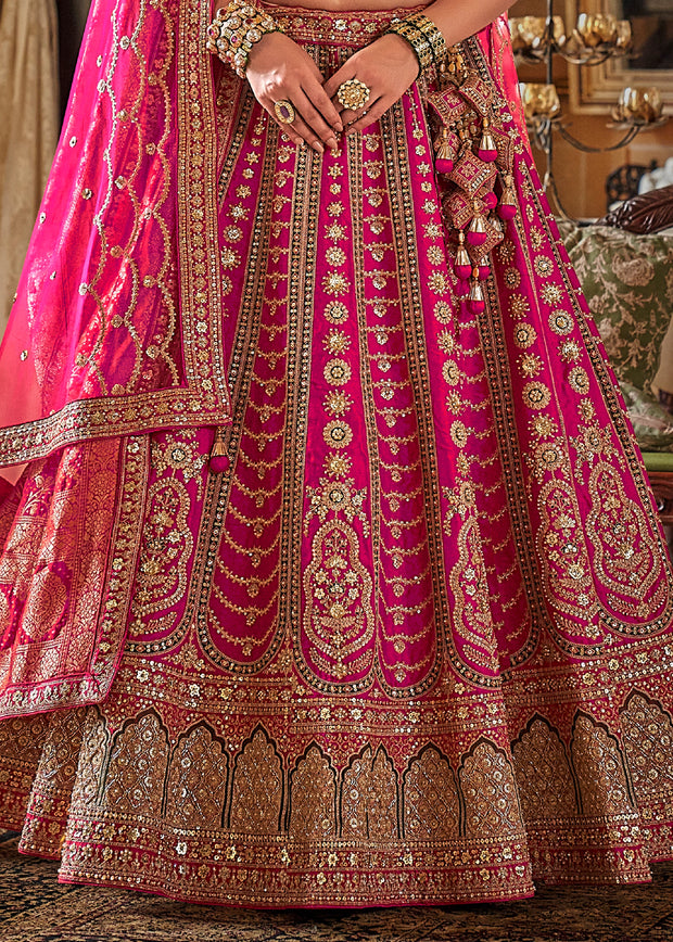 Fuchsia Pink Heavy Embroidered Designer Lehenga