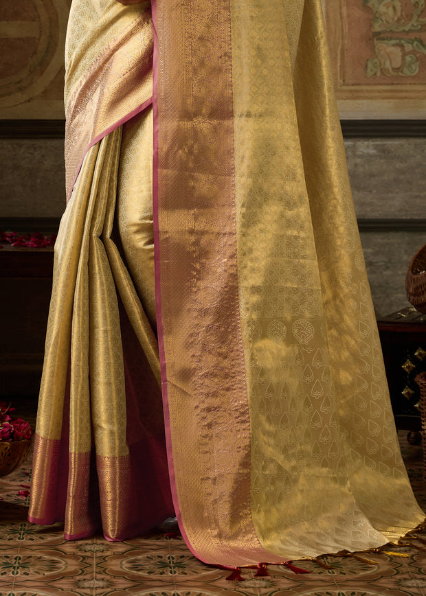 Sunny Yellow Woven Kanjivaram Silk Saree