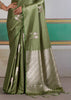 Sage Green Woven Satin Silk Saree