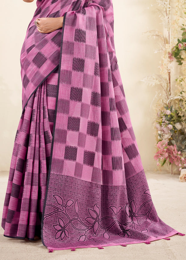 Iris Purple Woven Linen Silk Saree