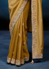 Misted Yellow Embroidered Designer Tissue Saree