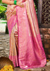 Carnation Pink Woven Kanjivaram Silk Saree