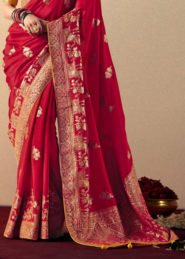 Bridal Red Woven Banarasi Silk Saree