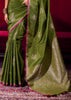Heena Green Woven Banarasi Satin Linen Silk Saree