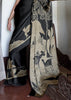 Black Animal Printed Satin Crepe Saree