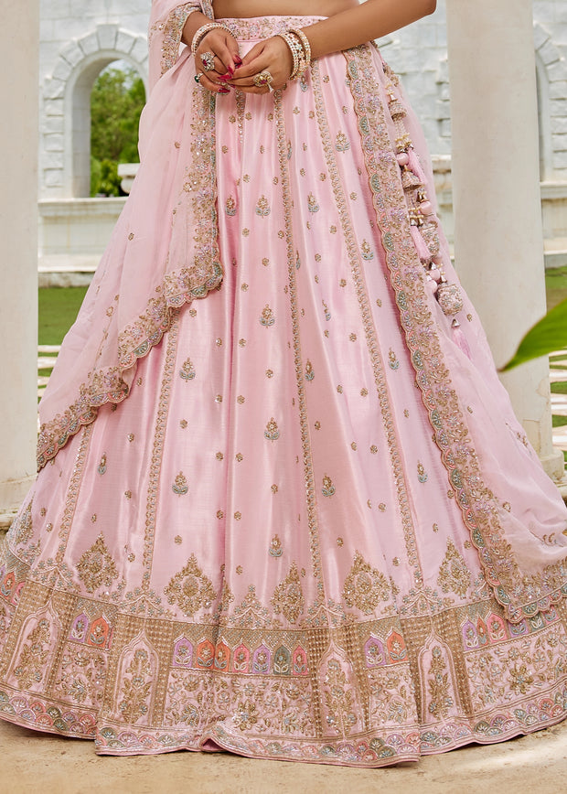 Light Pink Embroidered Designer Lehenga
