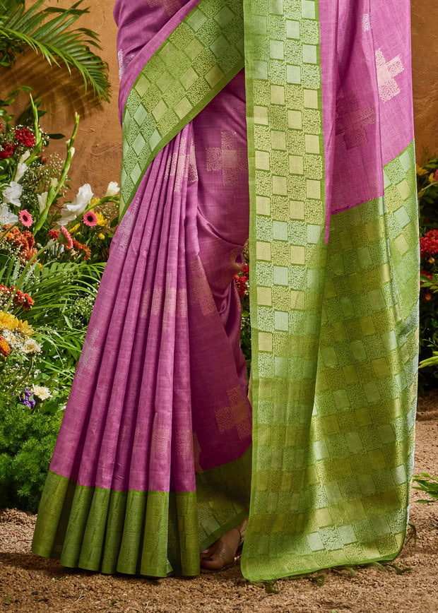 Purple Woven Cotton Silk Saree