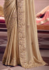 Safari Beige Embroidered Tissue Designer Saree