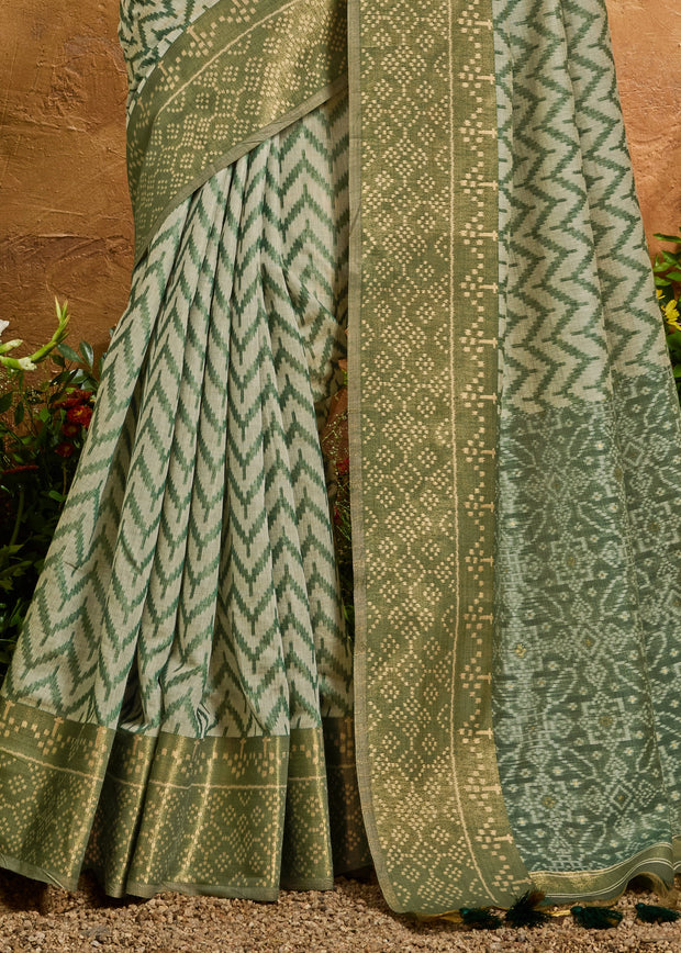 Heena Green Printed Patola Silk Saree
