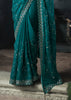 Teal Blue Embroidered Designer Saree