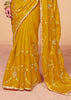 Mimosa Yellow Embroidered Designer Tissue Saree