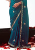 Peacock Blue Embroidered Designer Tissue Saree