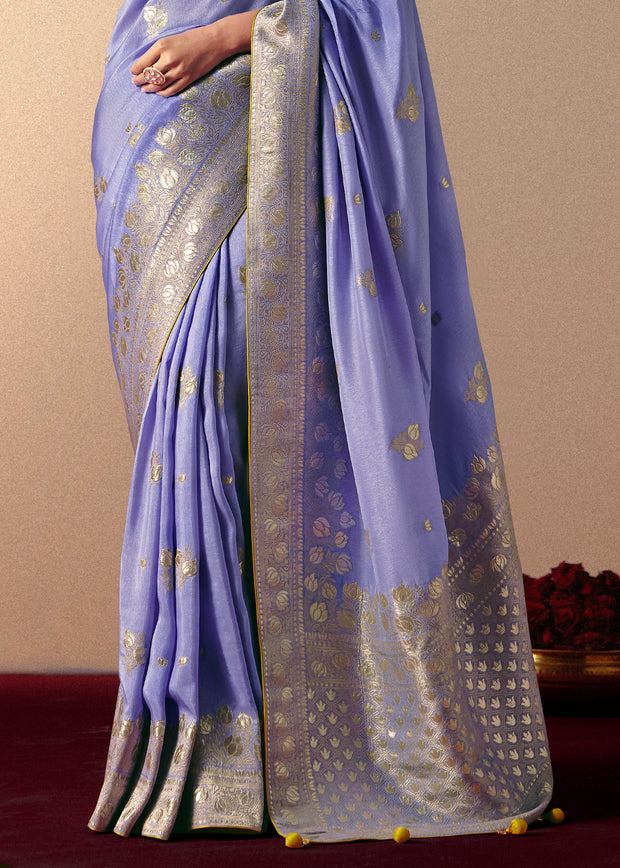 Lavender Purple Woven Banarasi Silk Saree