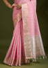 Blossom Pink Woven Soft Silk Saree